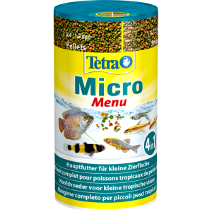 nourriture petit poissons aquarium tetra-micro-menu-assortiment-de-4-aliments-pour-petits-poissons-100ml-65g